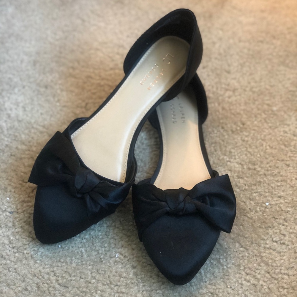 Lauren Conrad Black Bow Flats, Women’s Size 10